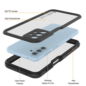 Estuche sumergible Galaxy A13 Lite PunkCase StudStar negro delgado resistente al agua de 6.6 pies de profundidad IP68 a prueba de golpes/nieve.