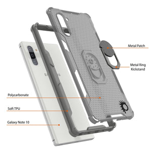 Funda Punkcase Galaxy Note 10 [Serie Magnetix 2.0] Cubierta transparente protectora de TPU con soporte [Gris]