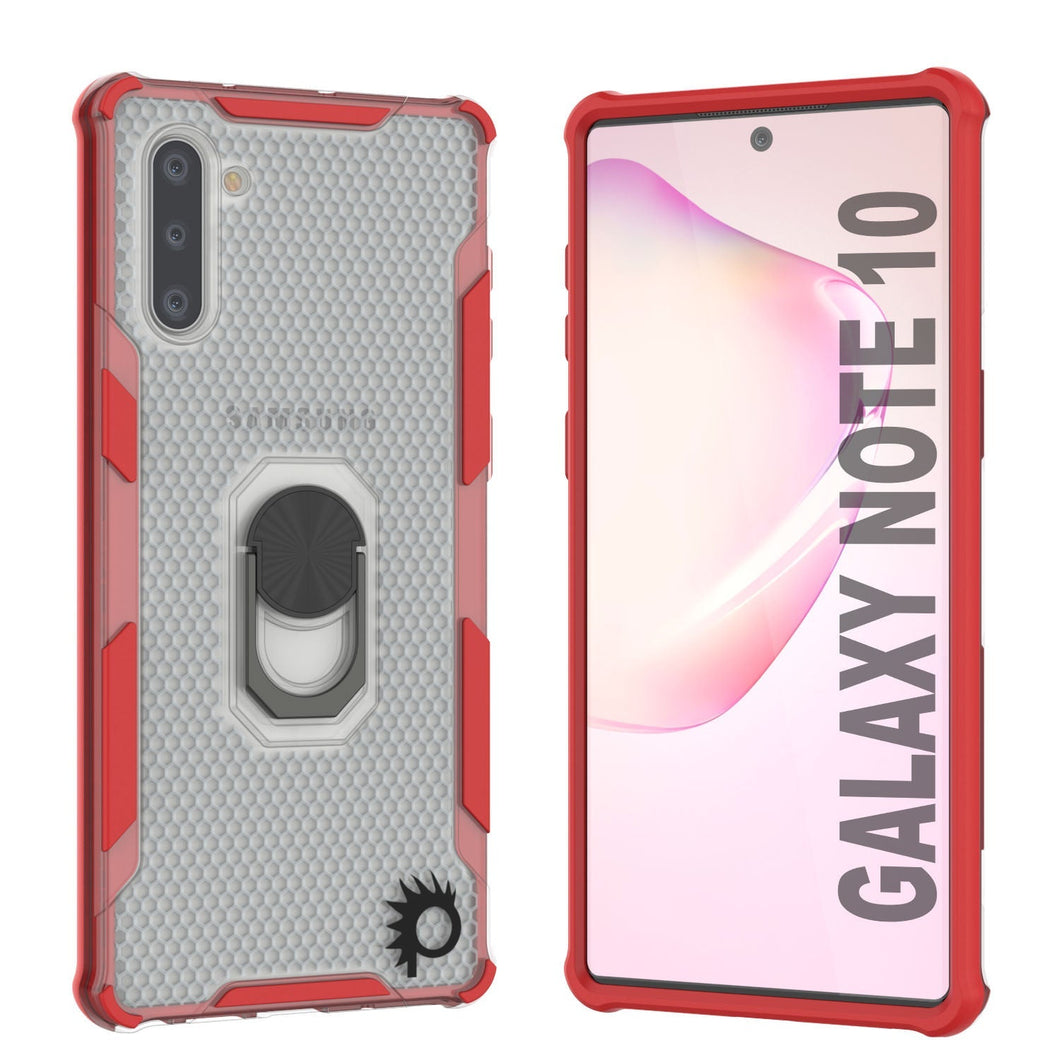 Estuche Punkcase Galaxy Note 10 [Serie Magnetix 2.0] Funda protectora transparente de TPU con soporte [Rojo]