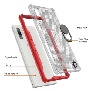 Estuche Punkcase Galaxy Note 10 [Serie Magnetix 2.0] Funda protectora transparente de TPU con soporte [Rojo]