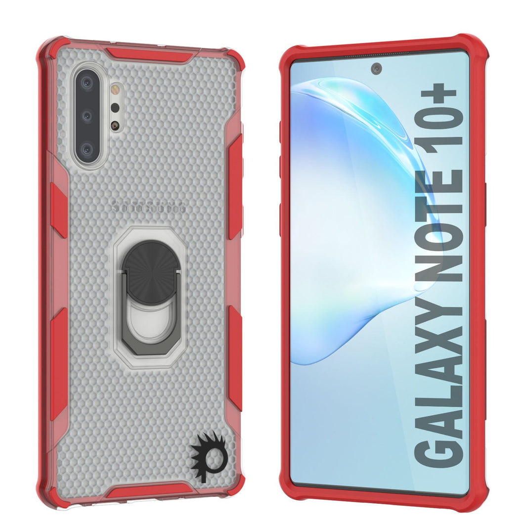 Funda Punkcase Galaxy Note 10 Plus [Serie Magnetix 2.0] Cubierta protectora transparente TPU con soporte [Rojo].