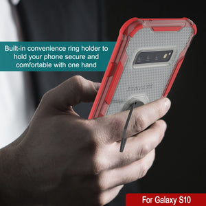 Funda Punkcase Galaxy S10 [Serie Magnetix 2.0] Transparente Protectora de TPU con Soporte [Rojo]