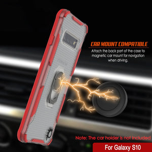 Funda Punkcase Galaxy S10 [Serie Magnetix 2.0] Transparente Protectora de TPU con Soporte [Rojo]