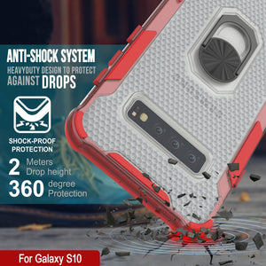 Funda Punkcase Galaxy S10 [Serie Magnetix 2.0] Transparente Protectora de TPU con Soporte [Rojo]