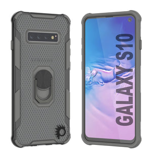 Punkcase Funda Galaxy S10 [Serie Magnetix 2.0] Cubierta Protectora Transparente de TPU con Soporte [Gris]