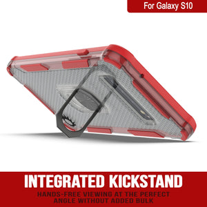 Funda Punkcase Galaxy S10 [Serie Magnetix 2.0] Transparente Protectora de TPU con Soporte [Rojo]