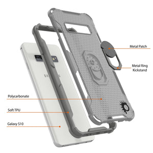 Punkcase Funda Galaxy S10 [Serie Magnetix 2.0] Cubierta Protectora Transparente de TPU con Soporte [Gris]