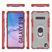 Cargar imagen en el visor de la galería, Funda Punkcase Galaxy S10 [Serie Magnetix 2.0] Transparente Protectora de TPU con Soporte [Rojo]
