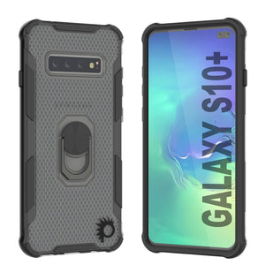 Carcasa Punkcase para Samsung Galaxy S10 Plus [Serie Magnetix 2.0] Funda Transparente de TPU Protectora con Soporte [Negro]