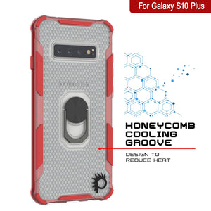 Funda Punkcase Galaxy S10 Plus [Serie Magnetix 2.0] Transparente Protectora de TPU con Soporte [Rojo]