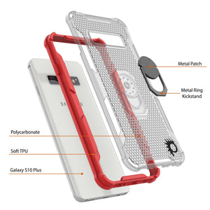 Funda Punkcase Galaxy S10 Plus [Serie Magnetix 2.0] Transparente Protectora de TPU con Soporte [Rojo]