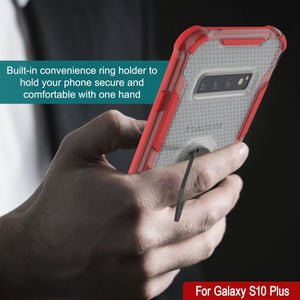 Funda Punkcase Galaxy S10 Plus [Serie Magnetix 2.0] Transparente Protectora de TPU con Soporte [Rojo]