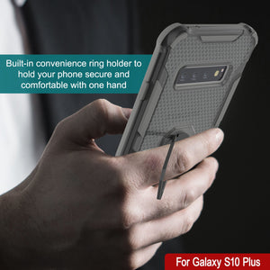 Funda Punkcase Galaxy S10 Plus [Serie Magnetix 2.0] Cover de TPU transparente protectora con soporte para sujeción [Gris]