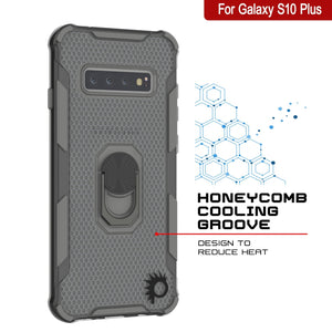 Funda Punkcase Galaxy S10 Plus [Serie Magnetix 2.0] Cover de TPU transparente protectora con soporte para sujeción [Gris]