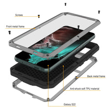Cargar imagen en el visor de la galería, Galaxy S22 Metal Case, Heavy Duty Military Grade Rugged Armor Cover [Silver] (Color in image: Gold)

