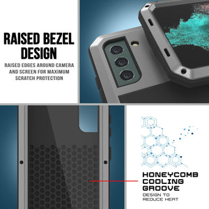 Galaxy S22 Metal Case, Heavy Duty Military Grade Rugged Armor Cover [Silver] 