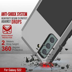 Galaxy S22 Metal Case, Heavy Duty Military Grade Rugged Armor Cover [Silver] (Color in image: Black)