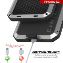 Cargar imagen en el visor de la galería, Galaxy S22 Metal Case, Heavy Duty Military Grade Rugged Armor Cover [Silver] (Color in image: Red)
