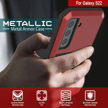 Cargar imagen en el visor de la galería, Galaxy S22 Metal Case, Heavy Duty Military Grade Rugged Armor Cover [Red] (Color in image: White)
