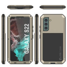 Cargar imagen en el visor de la galería, Galaxy S22 Metal Case, Heavy Duty Military Grade Rugged Armor Cover [Gold] 

