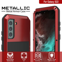 Cargar imagen en el visor de la galería, Galaxy S22 Metal Case, Heavy Duty Military Grade Rugged Armor Cover [Red] (Color in image: Neon)

