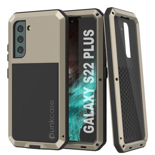 Galaxy S22+ Plus Metal Case, Heavy Duty Military Grade Rugged Armor Cover [Gold] (Color in image: Gold)