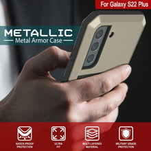 Cargar imagen en el visor de la galería, Galaxy S22+ Plus Metal Case, Heavy Duty Military Grade Rugged Armor Cover [Gold] (Color in image: White)
