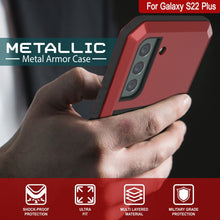 Cargar imagen en el visor de la galería, Galaxy S22+ Plus Metal Case, Heavy Duty Military Grade Rugged Armor Cover [Red] (Color in image: White)
