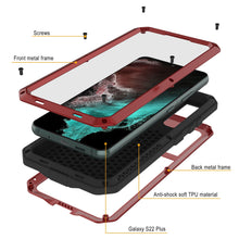 Cargar imagen en el visor de la galería, Galaxy S22+ Plus Metal Case, Heavy Duty Military Grade Rugged Armor Cover [Red] (Color in image: Silver)
