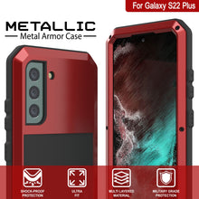 Cargar imagen en el visor de la galería, Galaxy S22+ Plus Metal Case, Heavy Duty Military Grade Rugged Armor Cover [Red] (Color in image: Neon)
