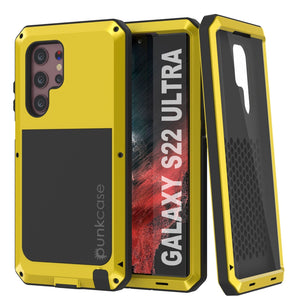 Galaxy S22 Ultra Metal Case, Heavy Duty Military Grade Rugged Armor Cover [Neon] (Color in image: Neon)