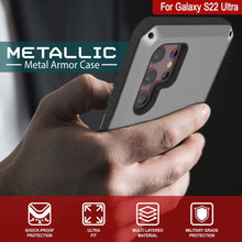Cargar imagen en el visor de la galería, Galaxy S22 Ultra Metal Case, Heavy Duty Military Grade Rugged Armor Cover [Silver] (Color in image: White)
