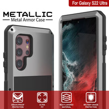 Cargar imagen en el visor de la galería, Galaxy S22 Ultra Metal Case, Heavy Duty Military Grade Rugged Armor Cover [Silver] (Color in image: Neon)
