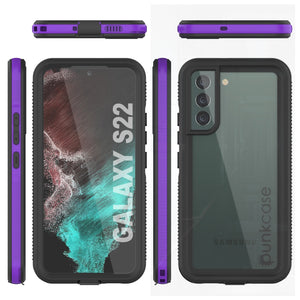 Galaxy S22 Waterproof Case PunkCase Ultimato Purple Thin 6.6ft Underwater IP68 Shock/Snow Proof [Purple] (Color in image: black)