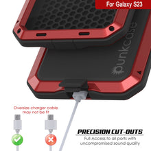 Load image into Gallery viewer, Funda de metal Galaxy S23, resistente de grado militar, con cubierta de armadura resistente [a prueba de golpes]. Cuerpo completo duro [rojo].
