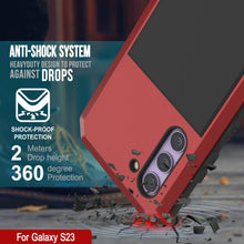 Load image into Gallery viewer, Funda de metal Galaxy S23, resistente de grado militar, con cubierta de armadura resistente [a prueba de golpes]. Cuerpo completo duro [rojo].

