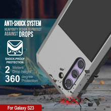 Load image into Gallery viewer, Carcasa Metálica para Galaxy S23, Funda de grado militar resistente [a prueba de golpes] de cuerpo completo, dura [plateada].
