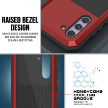 Load image into Gallery viewer, Funda de metal Galaxy S23, resistente de grado militar, con cubierta de armadura resistente [a prueba de golpes]. Cuerpo completo duro [rojo].
