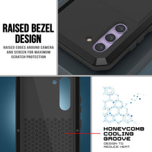 Load image into Gallery viewer, Funda de metal Galaxy S23, resistente y duradera de grado militar, con cubierta protectora blindada [a prueba de golpes], cuerpo completo rígido [negro].

