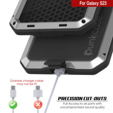 Load image into Gallery viewer, Carcasa Metálica para Galaxy S23, Funda de grado militar resistente [a prueba de golpes] de cuerpo completo, dura [plateada].
