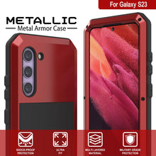 Load image into Gallery viewer, Funda de metal Galaxy S23, resistente de grado militar, con cubierta de armadura resistente [a prueba de golpes]. Cuerpo completo duro [rojo].
