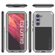 Load image into Gallery viewer, Carcasa Metálica para Galaxy S23, Funda de grado militar resistente [a prueba de golpes] de cuerpo completo, dura [plateada].
