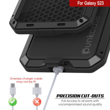 Load image into Gallery viewer, Funda de metal Galaxy S23, resistente y duradera de grado militar, con cubierta protectora blindada [a prueba de golpes], cuerpo completo rígido [negro].
