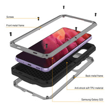 Load image into Gallery viewer, Carcasa Metálica para Galaxy S23, Funda de grado militar resistente [a prueba de golpes] de cuerpo completo, dura [plateada].
