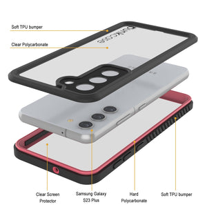 Galaxy S23+ Plus Resistente al Agua/ Choques/ a Prueba de Nieve [Serie Extrema] Funda Protectora Fina de Pantalla [Rosa]