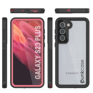 Galaxy S23+ Plus Resistente al Agua/ Choques/ a Prueba de Nieve [Serie Extrema] Funda Protectora Fina de Pantalla [Rosa]