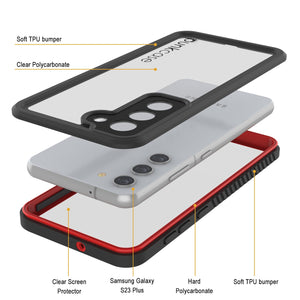 Galaxy S23+ Plus a prueba de agua/ golpes/ nieve [Serie Extrema] Funda protectora de pantalla delgada [Rojo]