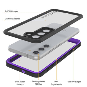 Galaxy S23+ Plus a prueba de agua y golpes [Serie Extreme] Funda protectora de pantalla delgada [Morado]