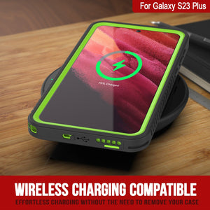 Galaxy S23+ Plus resistente al agua/ a prueba de golpes [Serie Extrema] Funda protectora de pantalla [Verde Claro]