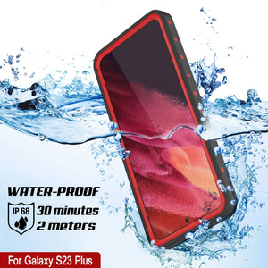 Funda impermeable Galaxy S23+ Plus PunkCase StudStar Red delgada de 6.6 pies resistente al agua IP68 a prueba de golpes/nieve.